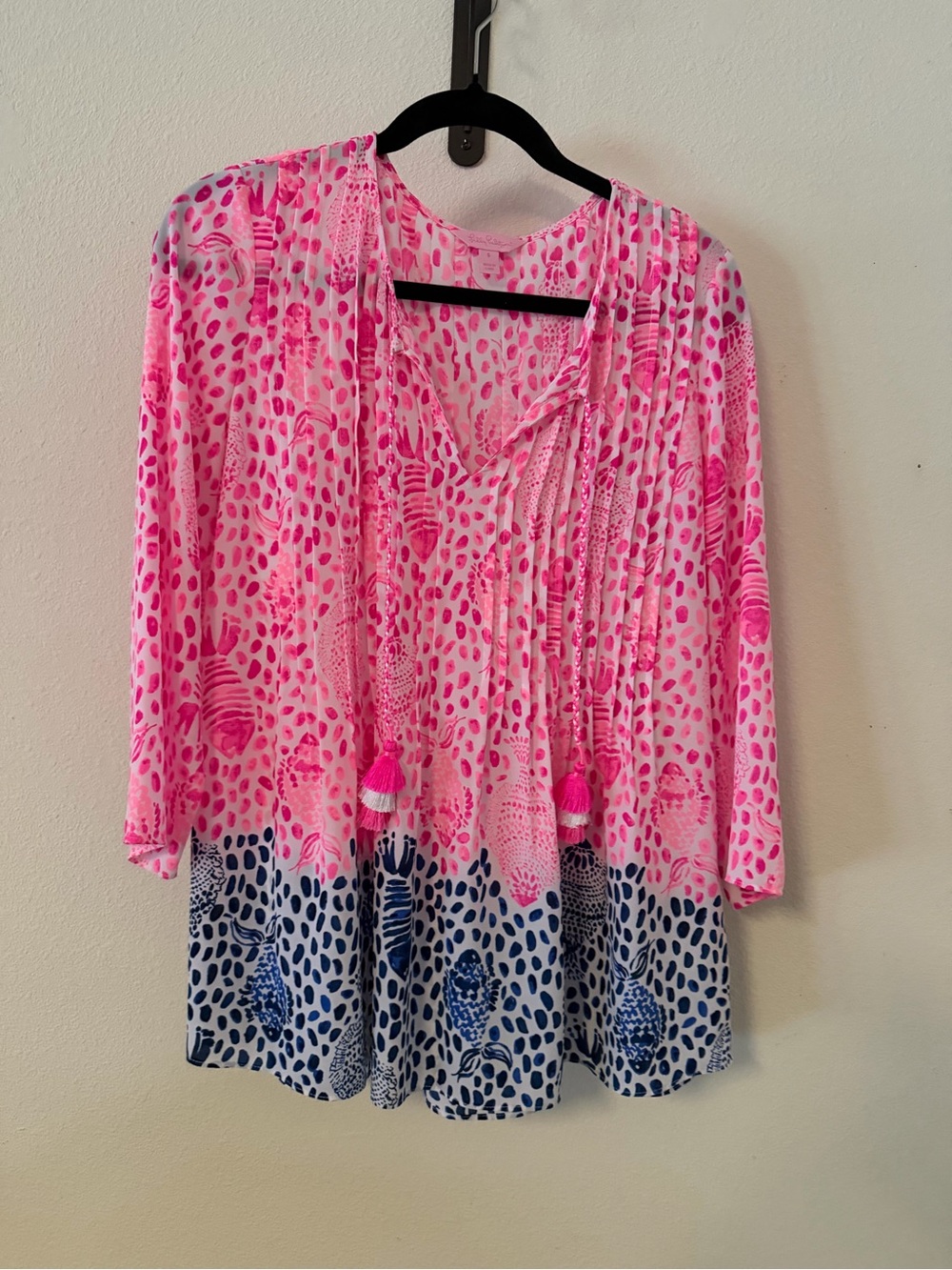 Lilly Pulitzer Marilina Tunic Blouse Raz Berry Heart & Sole